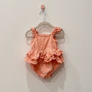 Rachel Zoe Peach Textured Baby Bubble Romper